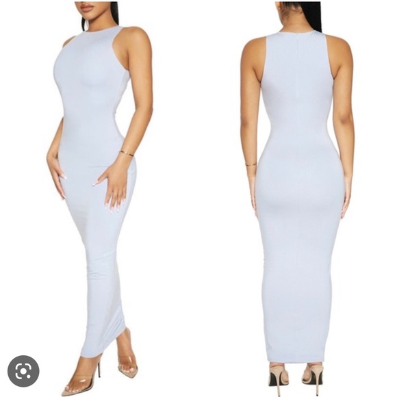 naked wardrobe Dresses & Skirts - Naked Wardrobe Sleeveless Bodycon Dress in light blue (NWOT)